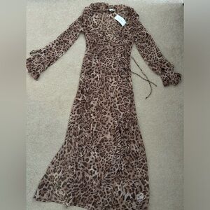 ASOS NWT Maxi Leopard Print Dress Sheer